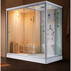 a sauna is shown in the middle of a room