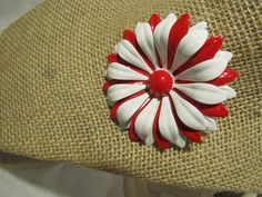 "the brooch is 2\"  long" Retro White Flower Jewelry, White Vintage Brooch Lapel Pin, Red Enamel Brooch, Red Enamel Brooch Pin, White Enamel Brooches As Gifts, Vintage White Enamel Brooches, White Vintage Enamel Brooches, Vintage White Enamel Pin, White Vintage Enamel Pin