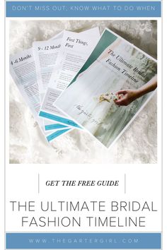 the ultimate bridal fashion guide for brides and grooms, with text overlaying it