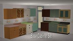 an image of a kitchen setting with cabinets and cupboards in the middle of it