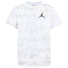 Jordan Jumpman Clear Lane Short Sleeve T-Shirt | Kids Foot Locker Moisture-wicking Graphic Tee With Crew Neck, Moisture-wicking Graphic Tee For Streetwear, White Athleisure T-shirt With Graphic Print, White Sports Tops With Front Print, White Sports Top With Front Print, Athleisure Graphic Print Short Sleeve T-shirt, Athleisure Tops With Graphic Print And Short Sleeves, Athleisure T-shirt With Screen Print, Athleisure Short Sleeve T-shirt With Screen Print