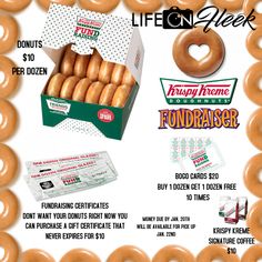 an advertisement for krispy kreme doughnuts with the price tag on it