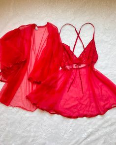 ༄ sheer mesh in red matching set ༄ babydoll slip + robe ༄ size XL ༄ stunning condition, no snags or flaws Sheer Red Sleepwear For Summer, Red Sheer Coquette Sleepwear, Red Sheer Sleepwear For Summer, Red Dress Women, Princess Core, Matching Sets, Lady In Red, Dress Clothes For Women, Baby Dolls