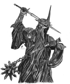 a black and white drawing of the statue of liberty holding two swords in her hands