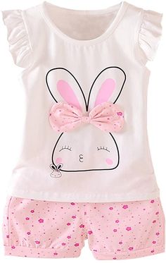 Amazon.com: MH-Lucky Baby Girl Clothes Outfits Short Sets 2 Pieces with T-Shirt + Short Pants (Pink, 18-24 Months, 24_Months): Clothing, Shoes & Jewelry Clothes Summer Outfits, Clothes Summer, Clothes Outfits, Easter Outfit, Toddler Boy Outfits, Baby & Toddler Clothing, T Shirt And Shorts, Girl Clothes