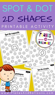 the printable spot and dot worksheet for 2 d shapes