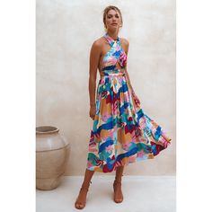 Note: Due To High Demand Dresses In Havana Print Will Take 4-5 Weeks To Be Made And Delivered If Not In Stock. Glowing Hera Is A Must-Have Multi-Way Midi Dress Offering Endless Styling Ideas For Your Casual And Elevated Evening Looks. Handcrafted From Floaty Rayon And Designed With Elasticated Waist This Easy-To-Wear Midi Number Will Flatter Your Figure And Will Give You A Sophisticated Look. Wear It With Strappies Or Low Heel Sandals Depending On The Occasion. -Content: 100% Rayon -Hand Wash Wa Multicolor Halter Neck Midi Dress For Day Out, Vibrant Halter Neck Spring Dress, Elf Dress, Visor Hairstyles, Knitted Swimsuit, Infinity Dress, Convertible Dress, Low Heel Sandals, Neck Ties