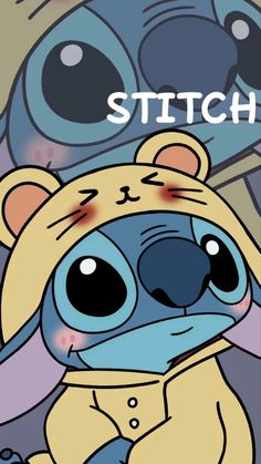 a cartoon character with the words stitch on it's face and an image of a koala bear