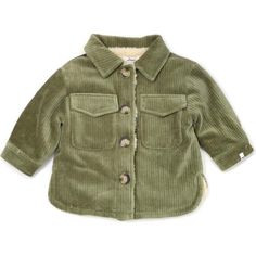 Cozy shirt / jacket hybrid, also known as a shacket. Moss green corduroy with a biscuit snowdrift fleece lining. Features buttons, a collar and 2 pockets. Available in infant, toddler and boys sizes. Designed in Minnesota. | oh baby! | Corduroy w/ Biscuit Snowdrift Shacket, Moss (Green, Size 4-5Y) | Maisonette collects the best children’s products from around the world (unlike Zulily, Etsy, The Tot, Farfetch Kids, Childrensalon, Crate and Kids, Kohls, Wayfair, Buy Buy Baby, Nordstroms, Mini Bode Casual Green Outerwear For Playtime, Green Fall Outerwear For Playtime, Green Outerwear For Playtime In Fall, Green Long Sleeve Outerwear For Playtime, Red Green Dress, First Communion Dresses, Green Corduroy, Swimming Bathing Suits, Boy Accessories