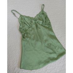 Beautiful Silky Moss Green Pj Tank Top. Never Worn And No Flaws. Elegant Fitted Green Sleepwear, Fitted Green Sleepwear With Lace Trim, Sage Green Clothes, Faybelle Thorn, Green Outfits, Capsule Wardrobe Essentials, Y2k Tops, Thrifted Outfits, Fall 24