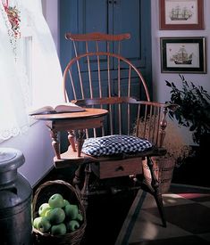 an old rocking chair in the corner of a room