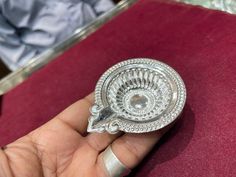 Silver deepak type 1 1. 55 gram 5.5*2.1 inch Silver Diya Designs, Silver Earrings For Diwali Puja, Silver Diyas For Pooja, Silver Diya, Indian Lamp, Silver Lamps For Pooja With Price, Kubera Deepam In Silver, Indian Lamps, Silver Utensils