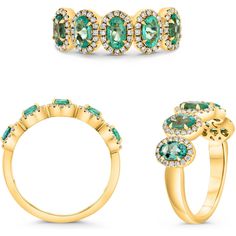 Roman & Jules 14K Yellow Gold Oval Emerald Ring with Brilliant Round Diamonds - 0.23 Carat Diamond Weight Oval Emerald Ring, Emerald Birthstone, The Fountain, Tennis Necklace, Everyday Accessories, Picture This, Emerald Ring, Sparkle Diamonds, Eternity Bands