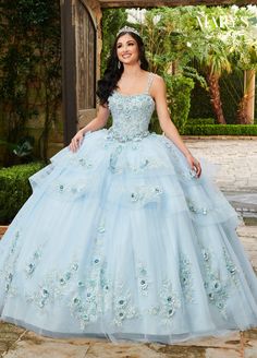 Floral Quinceanera Dress, Quincenera Dress, Quinceanera Photoshoot, Blue Quince, Mary's Bridal, Quinceanera Ideas, Military Ball Dresses, Quince Dress, Quince Ideas