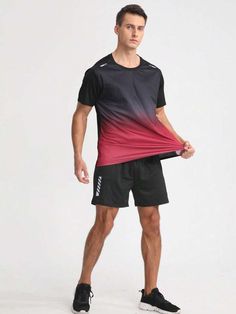 Red Sportswear T-shirt For Sports Season, Sporty Red Crew Neck Activewear, Red Training Tops For Summer, Red Sporty Crew Neck Activewear, Red Moisture-wicking T-shirt For Summer, Stretch Red Moisture-wicking T-shirt, Red Breathable Tops For Summer, Red Breathable Summer Tops, Casual Red Crew Neck Activewear