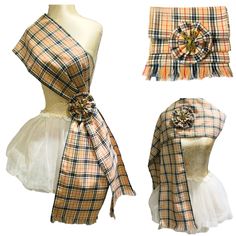 * Camel Thompson Stewart Sash and Rosette * Beautifully Hand-Made * You will receive 01 sash and 01 matching rosette * Generally worn over the shoulder and pinned in place at the hip. * Fabric feels very soft and drapes very well. * SASH (2 SIZES TO CHOOSE FROM)   * 25CMX210CM Approx. * 25CMX240CM Approx. * Adult standard size ROSETTE * 10x10cm Approx. * Two beautiful layer to give it a perfect volume and shape * Decorative Scottish Stag attached to the rosette * Big safety Pin attached to the b Scottish Wedding Dress Sash, Night Wedding Dress, Tartan Sash, Scottish Celtic, Burns Night, Stewart Tartan, Wedding Sash Belt, Night Wedding, Wedding Belts