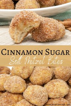 cinnamon sugar soft pretzel bites are the perfect snack to eat with friends and family