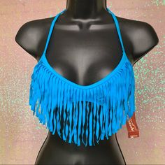 Cute Bikini Top From Arizona Jean Co. Is Teal / Turquoise Blue Colored With A Fun Layer Of Fringe. New With Tags. Blue Triangle Halter Top For Party, Turquoise Triangle Top Swimwear For Party, Turquoise Beachwear Swimwear For Festival, Blue Summer Halter Top For Pool, Blue Summer Halter Top For Beach Party, Blue Triangle Halter Top For Beach Party, Turquoise Summer Festival Swimwear, Summer Festival Turquoise Swimwear, Turquoise Halter Top For Beach