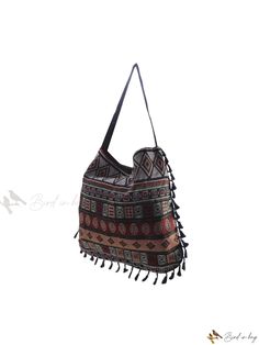 Bird in Bag - Chic and Timeless Womens Vintage Shoulder Bag with Tassel Fringe - Sling Handbags and Purses with Roomy Interior Black Casual Bags With Tassels, Casual Black Bags With Tassels, Casual Black Tassel Bags, Travel Fringe Pouch Shoulder Bag, Travel Shoulder Bag With Fringe In Pouch Shape, Travel Shoulder Bag With Fringe And Pouch Shape, Daily Use Pouch Bag With Tassels, Brown Tasseled Beach Bag For Travel, Bohemian Hobo Bag With Adjustable Strap For Shopping