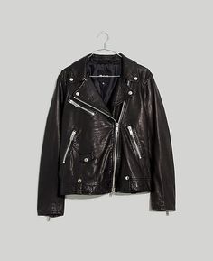 Washed Leather Oversized Motorcycle Jacket | Madewell Madewell Leather Jacket, Washed Leather Jacket, Black Leather Motorcycle Jacket, Madewell Jacket, Fit Body, Leather Motorcycle Jacket, Biker Style, Madewell Denim, Leather Moto Jacket