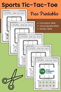 sports tic - tac - toe printables for kids to practice their fine motor skills