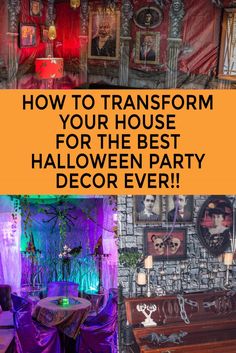 How To Use And Install Halloween Scene Setters | Halloween Party Diy Halloween Bottles, Halloween Party Backdrop, Halloween Party Drinks, Haunted House Diy, Scene Setters, Happy Halloween Witches