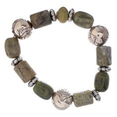 "Find the John Bead New Jade No.85 Natural Stone Stretch Bracelet at Michaels. com. This handmade bead bracelet, made using dyed green jade and silver-colored spacer beads, will make a fantastic addition to your accessory collection. Believed to restore harmony and balance, jade is a beloved stone that adds instant polish to any ensemble. This handmade bead bracelet, made using dyed green jade and silver-colored spacer beads, will make a fantastic addition to your accessory collection. Believed Bracelets Handmade Beaded, Green Jade, Fairy Core, Jade Green, Gemstone Bracelet, Bead Bracelet, Stretch Bracelet, Spacer Beads, Stretch Bracelets