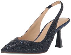 PRICES MAY VARY. Betsey Johnson Womens Shoes Pointed toe silhouette Slingback strap Low kitten heel 2.5" heel height Womens Shoes Wedges Dressy, Navy Heels, Womens Clarks, Dress Shoes Womens, Pointed Toe Shoes, Sling Back, Fit Check, Kitten Heel, Womens Shoes Wedges