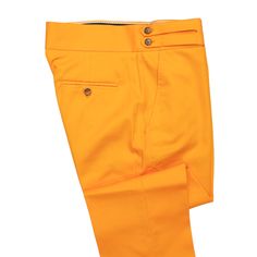 A must-have style in every man’s wardrobe, you will never look boring again with these solid trousers in orange. Elegantly made with high quality craftsmanship in a straight fit, flat-front style from premium quality cotton, these trousers feature a button and zip closure with a wide waistband with two extended fastening tabs. This pair of men's pants is perfect for work and everyday wear, business meetings, parties, gala dinners or summer weddings. Buy it for yourself, or gift it to a loved one for an anniversary, holiday, birthday or just because. Actual colors may vary. This is due to computer monitors displaying colors differently and everyone can see these colors differently. ABOUT: • Brand: Chiragh • Color: Orange • Features: Four pockets, cummerbund-style waistband • Fit: Slim strai Cotton Dress Pants With Straight Hem For Summer, Summer Cotton Dress Pants With Straight Hem, Formal Orange Pants For Spring, Fitted Cotton Chinos With Belt Loops, Fitted Orange Pants For Formal Occasions, Formal Orange Trousers, Fitted Orange Formal Pants, Flat Front Cotton Pants For Summer, Tailored Cotton Dress Pants For Summer