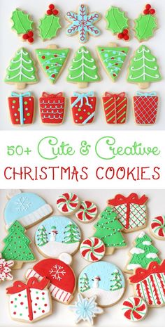 the cover of 50 + cute and creative christmas cookies