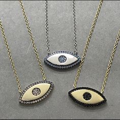 Your Choice Of One Of These Fabulous Necklaces!The “Evil Eye” Or The “All-Seeing” Eye Has Become A Symbol Of Protection, Royal Power And Good Health. I Love This Version Because The Blue Opal Crystals Are So Hauntingly Unique And Beautiful Giving Off A Soft Iridescent Shimmer Of The Palest Blue Shade To A Frosty White. This Is A Really Special Necklace And A Fabulous Gift Item. Sterling Silver 14k Over Sterling Silver 16”-18” Adjustable Length Crystals ½” X 3/4” W Lobster Claw Closure Spiritual Silver Necklace For Parties, Silver Pendant Necklace With Diamond Eyes, Silver Jewelry With Diamond Eyes For Party, Lime Green Necklace, Evil Eye Crystal, Blue Choker Necklace, Dainty Pendant Necklace, Symbol Of Protection, Blue Choker