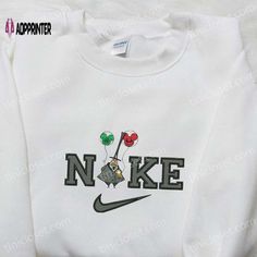 Disney Balloons x Nike Embroidered Shirt & Hoodie: The Mayor of Halloween Collection Perfect Family Gifts Halloween White Sweatshirt With Embroidered Graphics, White Halloween Sweatshirt With Embroidered Graphics, Nike Cartoon, Celebrity Shirts, Nike Hoodies, Nike Inspired, Nike Embroidery, Disney Balloons, Nike Jumper