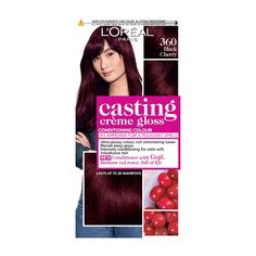 Transform the colour of your hair or touch up those grey areas with the L'Oréal Paris Casting Crème Gloss Semi Permanent Hair Dye, designed to deliver vibrant colour without the extra effort. Taking less than 30 minutes, the hair dye is a quick, effective way to refreshing your look and achieving a lustrous glossy finish that looks and feels natural. Treating you to a generous dose of shine, you can be sure that hair will appear revitalised with a rich pigment and healthier aesthetic. Free from Black Cherry Hair Dye, Black Cherry Red Hair, Burgundy Short Hair, Bob Hair Styling, Red Hair Dye Colors, Chocolate Cherry Hair, Pelo Color Borgoña, Reddish Blonde Hair, Soft Black Hair