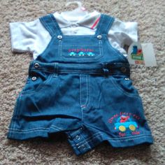 This Is A Two Piece Set. Tag Says 3-6 Months. Cute Cotton Sets For Daycare, Blue Cotton Playdate Sets, Fun Cotton Sets For Playdate, Casual Cotton Set For First Birthday, Blue Cotton Play Sets, Cotton Sets For Playdates, Blue Cotton Top For First Birthday, Sesame Street Outfit, Outfit Overall