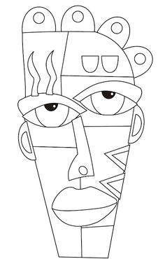 a drawing of a face with different shapes