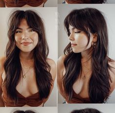 Straight Wolfcut, Haircut Wavy Hair, Wolfcut Long, Long Wolfcut Haircut With Bangs, Long Shag Haircut, Haircut Wavy, Bangs Straight, Long Haircuts, Haircut With Bangs