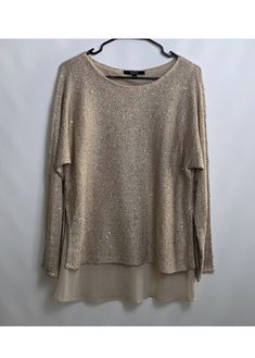 Dressy Sweaters, Alex Marie, Neck Cream, Glam And Glitter, Gold Sparkle, Lovely Clothes, Long Sleeve Sweater, Round Neck, Sweater Outfits