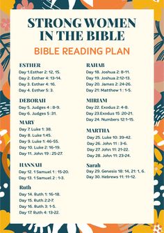 the bible reading plan for women in the bible, with flowers and leaves on it