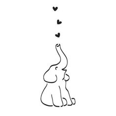 an elephant and its baby are blowing hearts on the air with their trunk in the shape of a heart