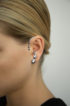 Ruthenium Plated, 925 Sterling Silver, High Polished Finish, Nickel-free, Handmade, Engraved with Mara Paris logo Ear Cuff Piercing, Sculptural Fashion, Paris Jewelry, Sculptural Jewelry, Gold Diamond Earrings Studs, Amethyst Studs, Ear Cuff Earings, Keepsake Jewelry, Lily Collins