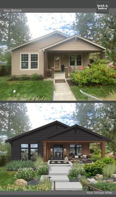 the before and after pictures of a small house