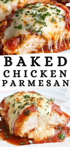 baked chicken parmesan is an easy and delicious dinner that's ready in under 30 minutes