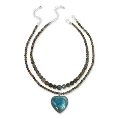 Jay King Labradorite 3-piece Pendant and Necklace Set  Three gemstone jewelry pieces handcrafted from beautiful Madagascar labradorite are sure to provide a variety of chic, styling options. The polished heart pendant and two distinct necklaces may be mixed and matched or worn solo to show off this stone's unique, iridescent play of color. From Jay King.   What You Get       Labradorite heart pendant     Labradorite round bead necklace     Labradorite nugget necklace    Specifications       Pend Round Bead Necklace, Nugget Necklace, Color Bands, Pretty Jewelry, Beading Wire, Pink Turquoise, Pink Opal, Pretty Jewellery, Bead Necklace