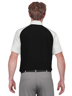 This PGA TOUR APPAREL golf polo shirt offers style and function for a day on or off the golf course. Moisture-wicking technology helps keep you feeling dry while sun protection blocks harmful UV rays. Stretch shoulder seams allow for freedom of movement for smooth swings. This men's golf top is finished with a textured fabric with a color block print for added flair. 92% Polyester / 8% Elastane Easy Care Textured Fabrication Moisture Wicking Helps Keep You Feeling Dry Sun Protection Helps To Blo Moisture-wicking Polo Collar Golf Shirt, White Polo Collar Golf Shirt, Classic Moisture-wicking Tops For Golf, White Moisture-wicking Polo Shirt For Golf, White Moisture-wicking Golf Polo Shirt, Classic White Golf Shirt, Look Short, Golf Apparel, Apparel Shop