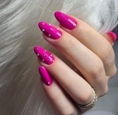 Pink Gel Nails Designs, Barbie Pink Nails, Pink Nail Colors, Toe Nail Color, Pink Gel Nails, Hot Pink Nails, Summer Toe Nails, Basic Nails