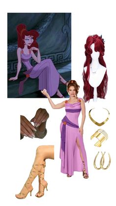 the little mermaid costume is shown with accessories