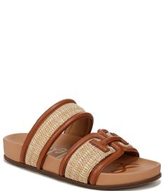 Brown Woven Leather Sandals For Summer, Summer Brown Woven Leather Sandals, Brown Straw Flat Sandals, Brown Flat Straw Sandals, Spring Woven Leather Flat Sandals, Flat Woven Leather Sandals For Spring, Synthetic Woven Leather Flat Sandals, Spring Flat Woven Leather Sandals, Flat Heel Synthetic Sandals With Woven Leather