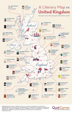 a map that shows the locations of different places in england and scotland, with names on it