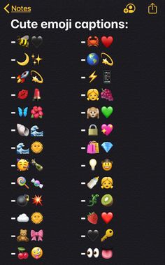 the emoj captions are displayed in different styles and colors, including hearts, stars,