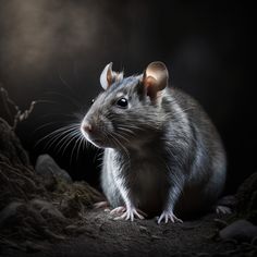 a small rodent sitting on top of a pile of rocks in the dark night